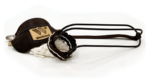 Комплект луз с выкатом RU-06-П, скоба - латунь (лен, коричневая кожа, комбинированная) плетенка с логотипом